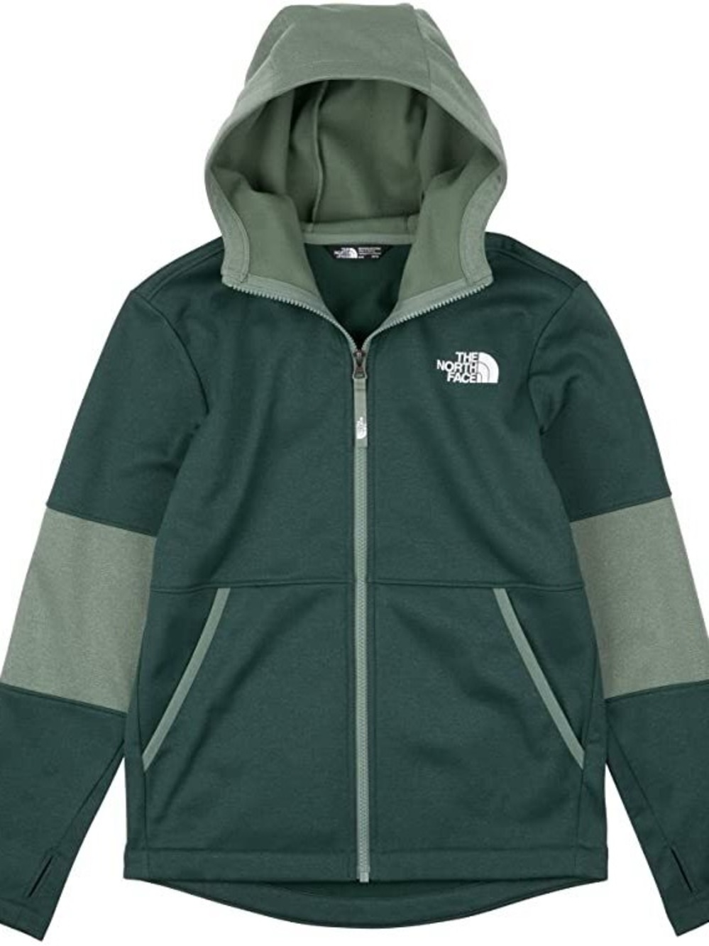 The North Face Kids Two-Tone Green Hooded Full-Zip Jacket